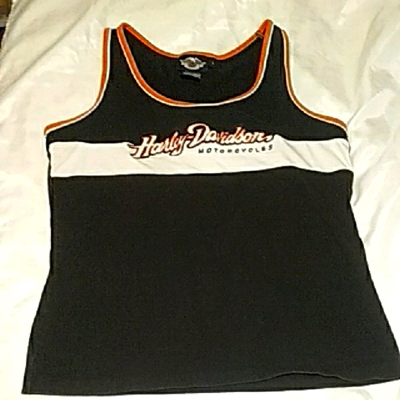 Harley-Davidson Black Tank with Orange and White Accents - Picture 1 of 4
